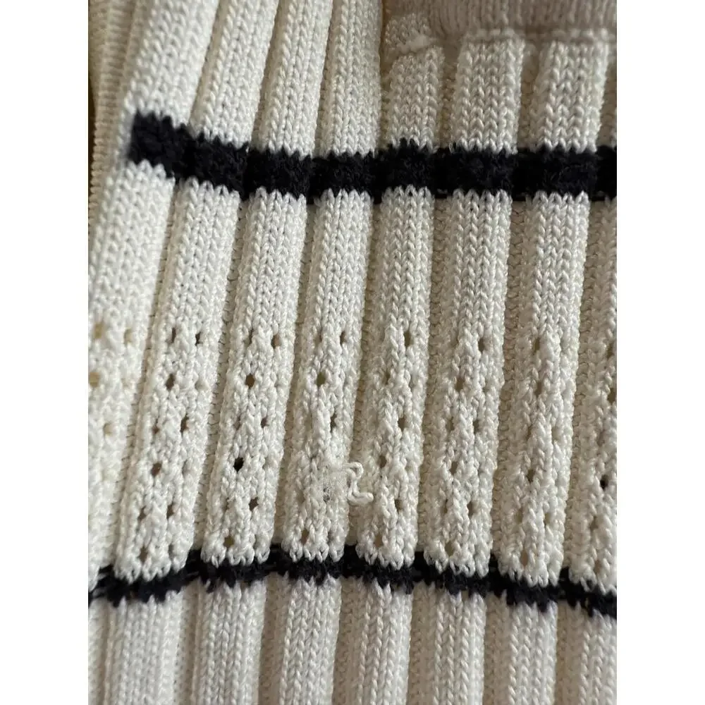Sandro White Striped Knit Maxi Dress Size 36 with Fabric Pull - Picture 8 of 10